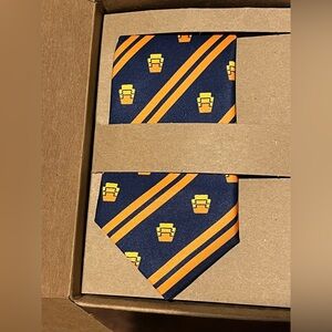 Knotty Tie Co. Men's Necktie, Patterned Gold Orange Blue NEW IN BOX